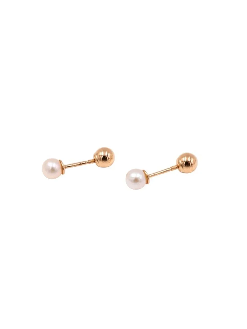 14K Yellow Gold 4mm Akoya Pearl Reversible Screwback Stud Earrings